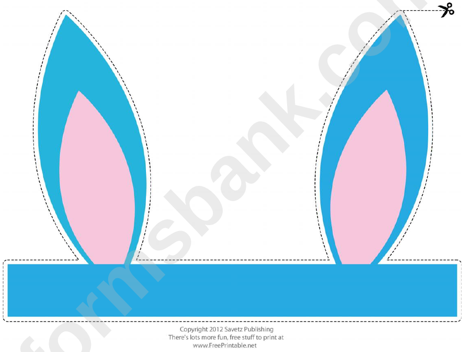 Foldable Turquoise Easter Bunny Ears Template