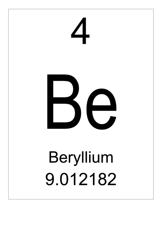 Element 004 - Beryllium Printable pdf