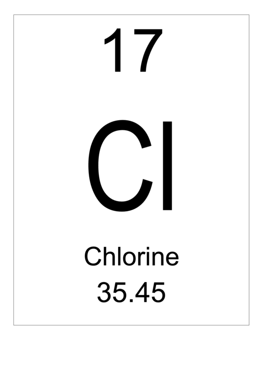 Element 017 - Chlorine, Element 017 - Chlorine Chemical Symbol Charts, Elem...