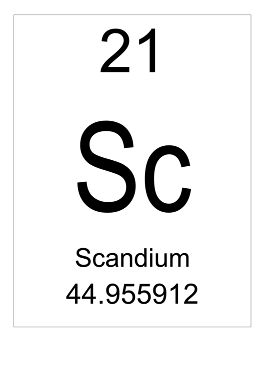 Element 021 - Scandium Printable pdf