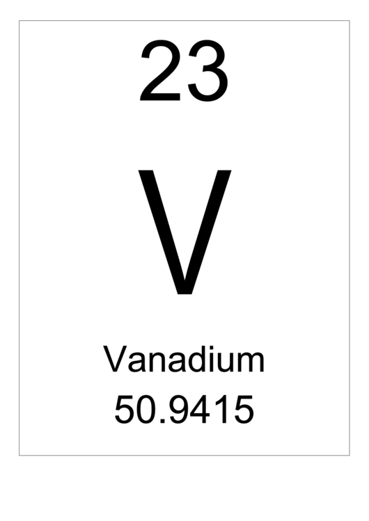 Element 023 - Vanadium Printable pdf
