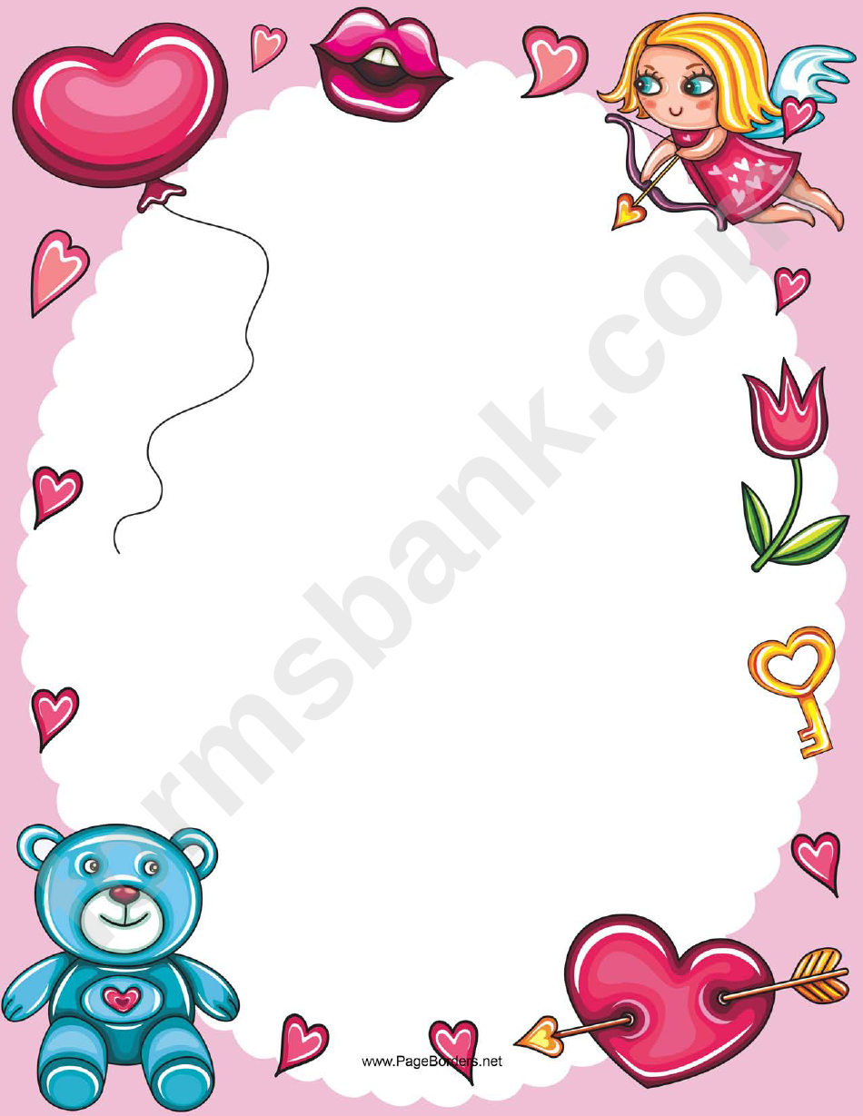 Love Cupid And Hearts Page Border Templates