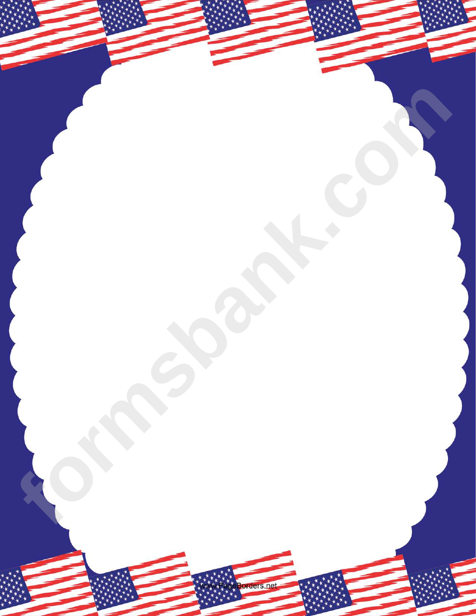 Blue Rounded Page Border Template With American Flags