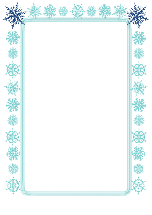 Blue Snowflakes Page Border Templates Printable pdf