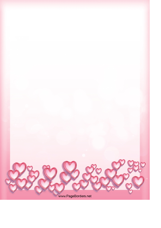 Pink Hearts Page Border Templates Printable pdf