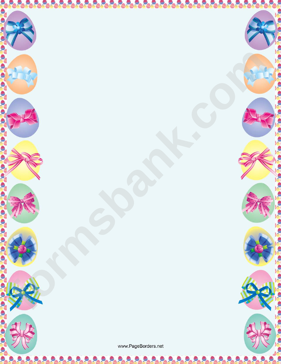 Easter Eggs With Ribbons Page Border Template