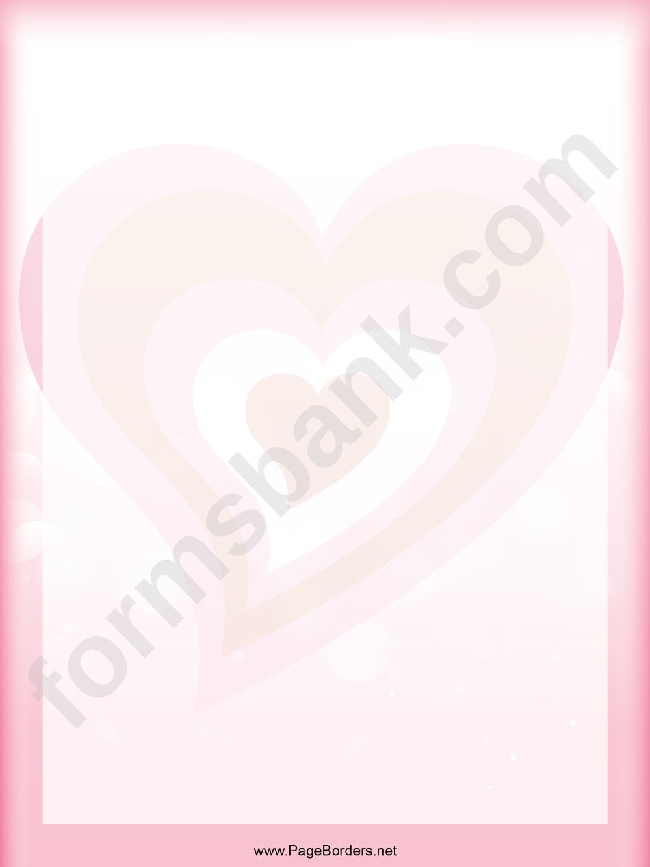 Pink Heart Watermark Page Border Templates