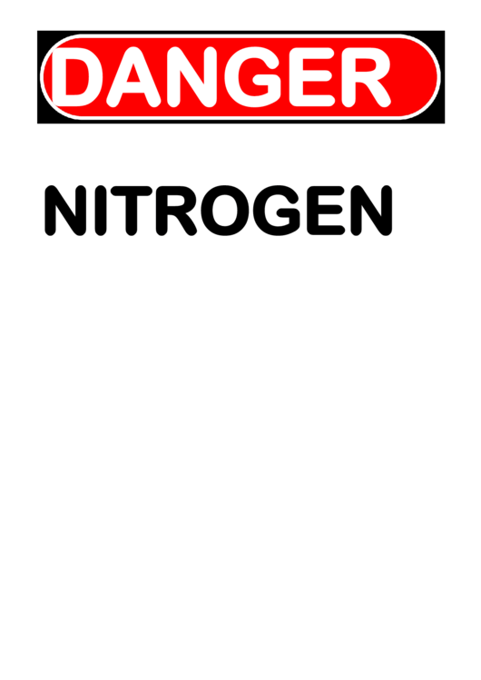 Danger Nitrogen Warning Sign Template Printable pdf