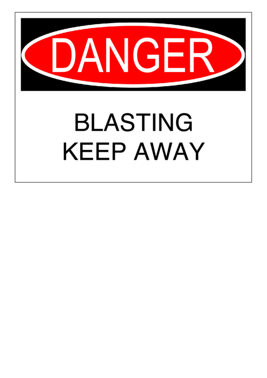 Blasting Keep Away Warning Sign Template Printable pdf