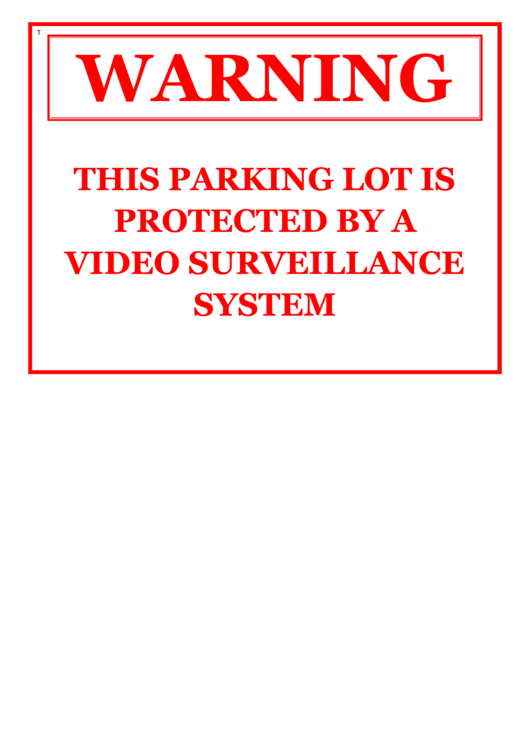 Parking Lot Protected By Cctv Warning Sign Template Printable pdf