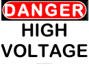 Danger High Voltage Warning Sign Template