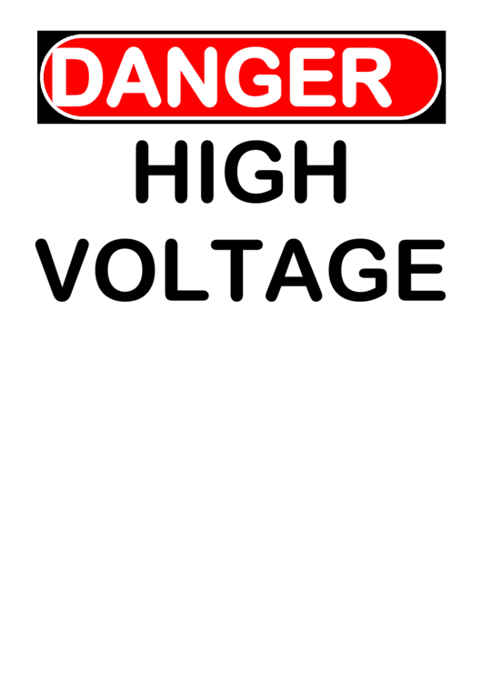 Danger High Voltage Warning Sign Template Printable pdf