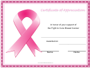 Breast Cancer Fight Ribbon Certificate
