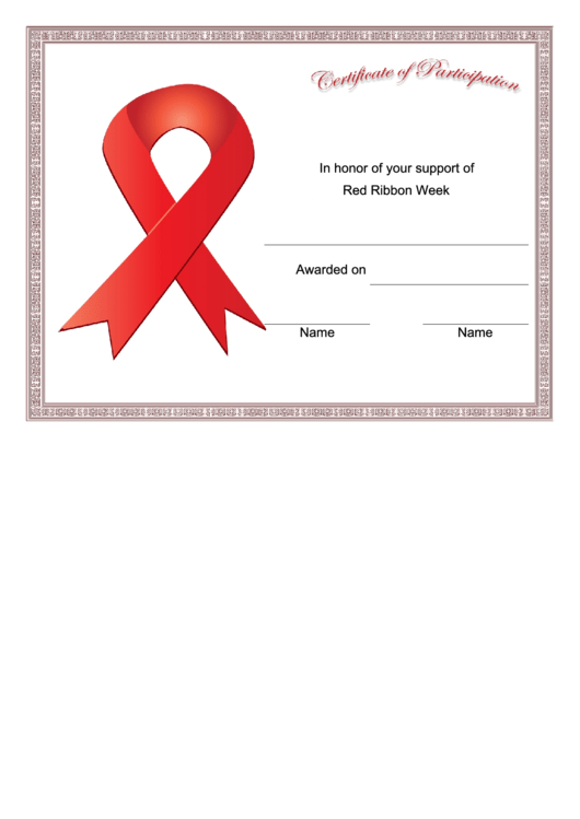 Red Ribbon Week Ribbon Certificate Printable pdf