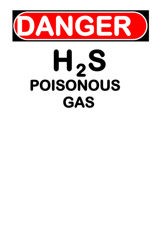 Danger H2s Poisonous Gas Warning Sign Template Printable pdf