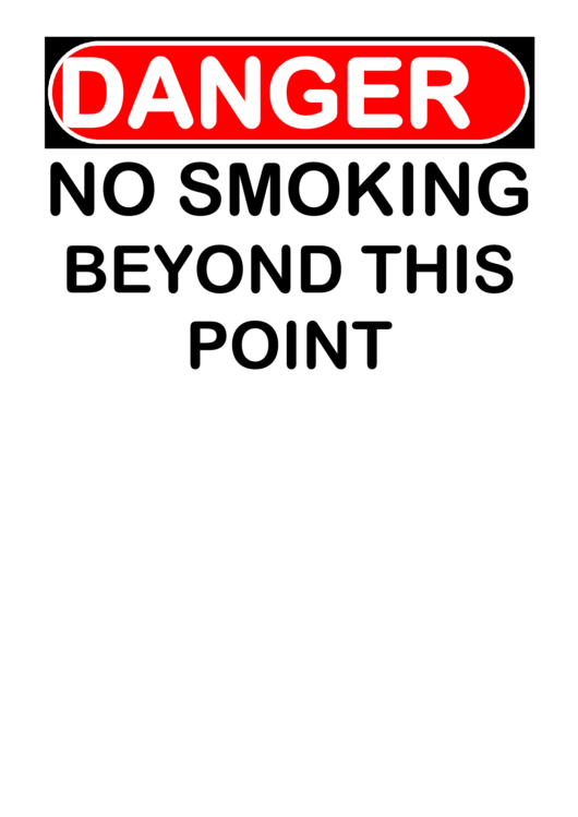 Danger No Smoking Beyond This Point Warning Sign Template Printable pdf
