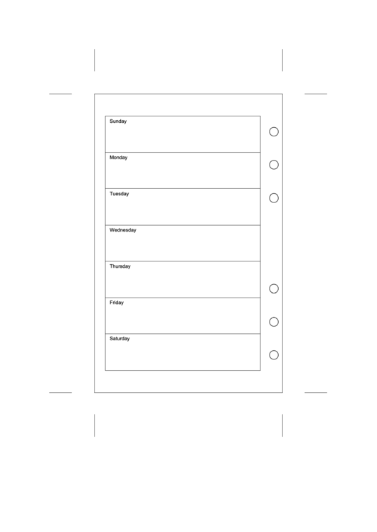 Fillable Small Daily Planner Template - Perforated On Right Printable pdf