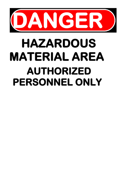 Danger Hazardous Material Area Warning Sign Template Printable pdf