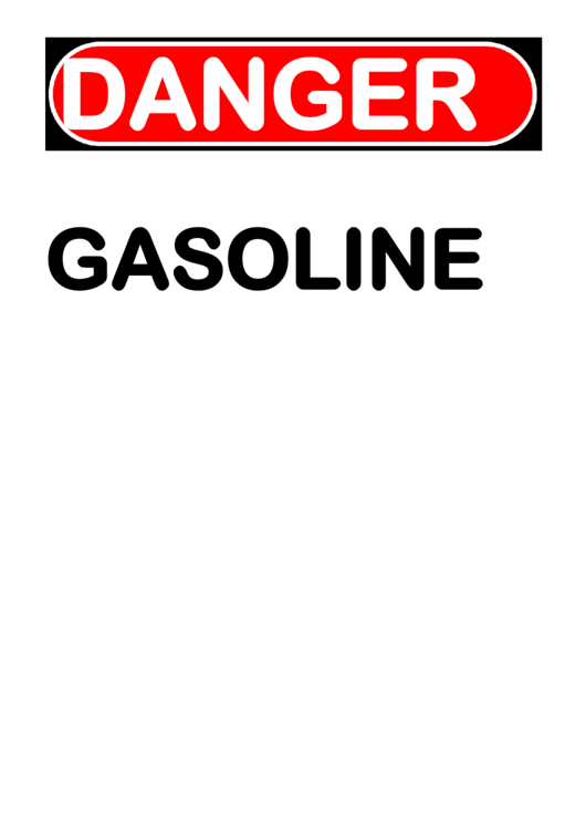 Danger Gasoline Warning Sign Template Printable pdf