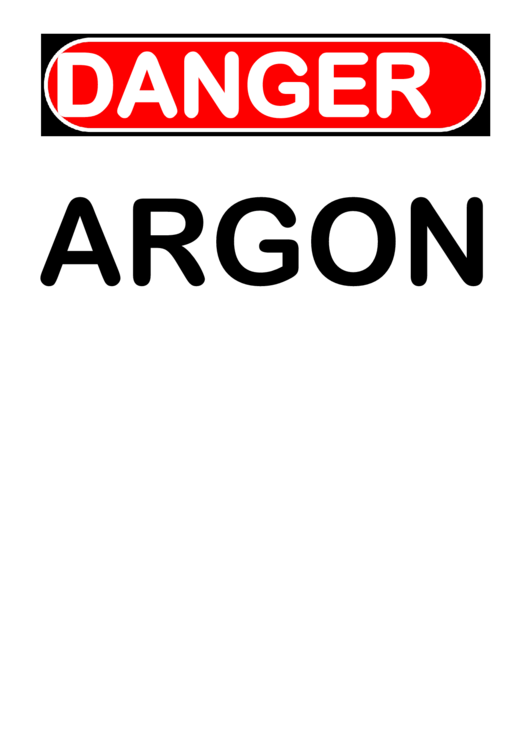 Danger Argon Warning Sign Template Printable pdf