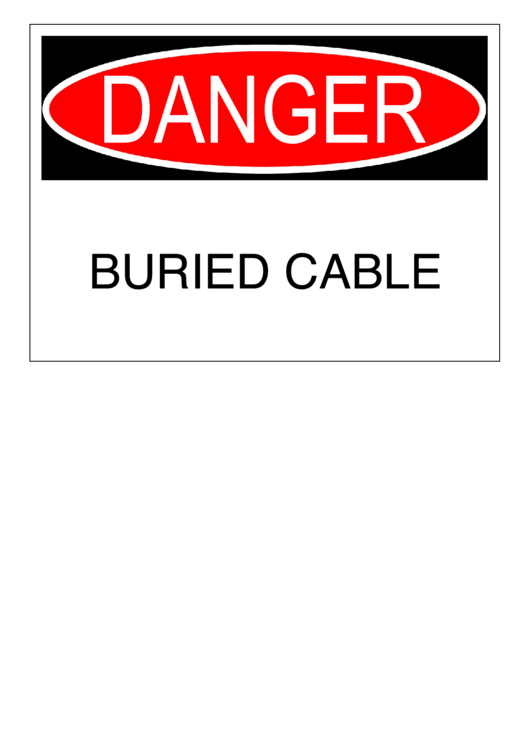 Danger Buried Cable Warning Sign Template Printable pdf