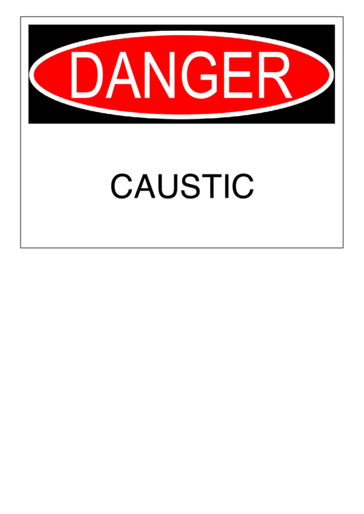 Danger Caustic Warning Sign Template Printable pdf