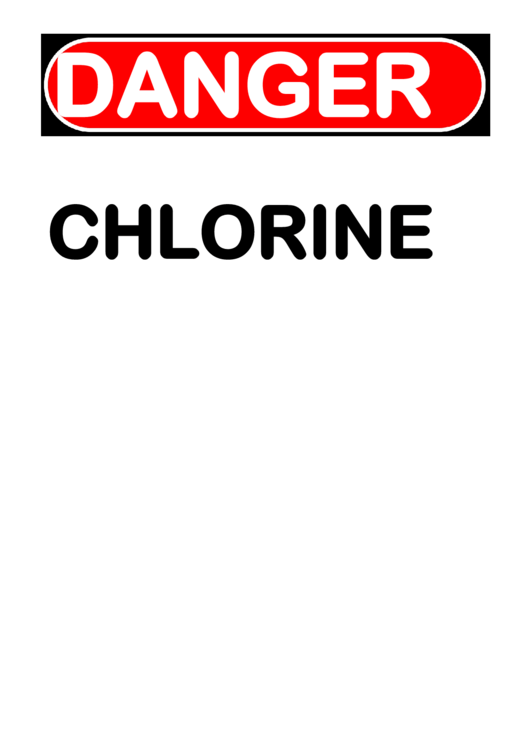 Danger Chlorine Warning Sign Template Printable pdf