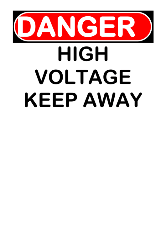 Danger High Voltage Keep Away Sign Printable pdf