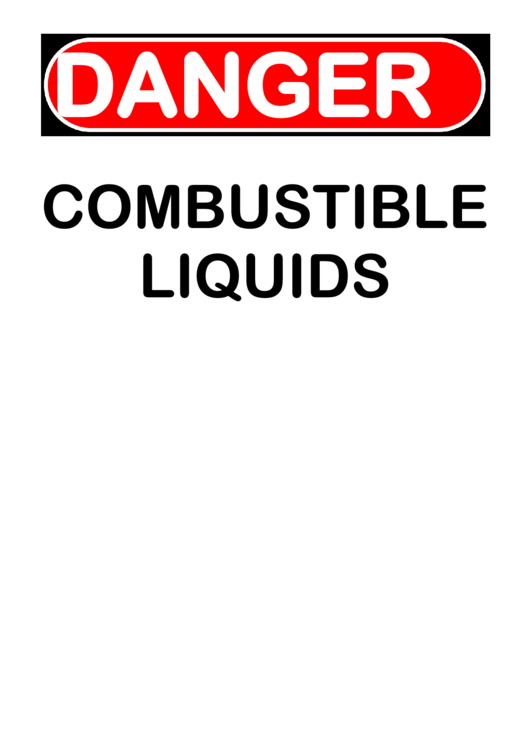 Danger Combustible Liquids Warning Sign Template Printable pdf
