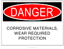Danger Corrosive Materials Wear Protection Warning Sign Template