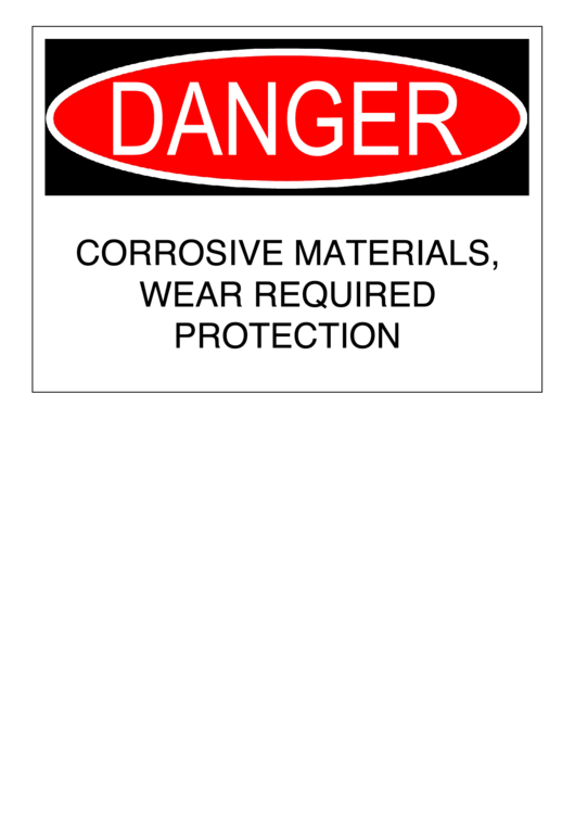 Danger Corrosive Materials Wear Protection Warning Sign Template Printable pdf