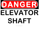 Danger Elevator Shaft Warning Sign Template