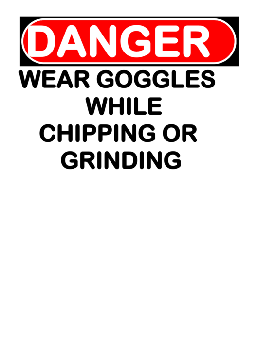Danger Wear Goggles While Chipping Warning Sign Template Printable pdf