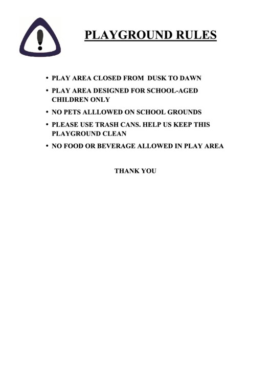 Playground Rules Sign Printable pdf