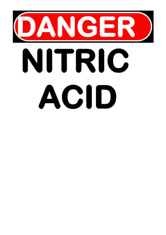 Danger Nitric Acid Warning Sign Template Printable pdf