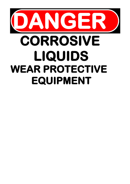 Danger Corrosive Liquids Warning Sign Template Printable pdf