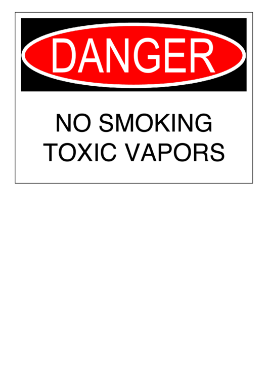 Danger No Smoking Toxic Vapors Warning Sign Template Printable pdf