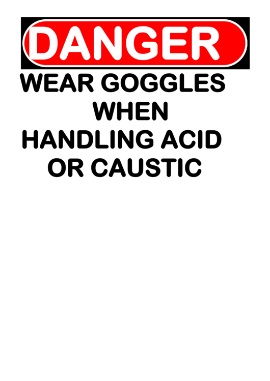 Danger Wear Goggles When Handling Acid Warning Sign Template Printable pdf