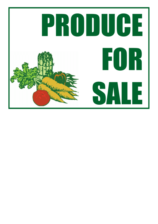 Produce For Sale Sign Printable pdf