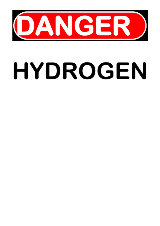 Danger Hydrogen Sign Printable pdf