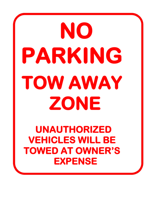 No Parking Tow Away Zone Sign Printable pdf