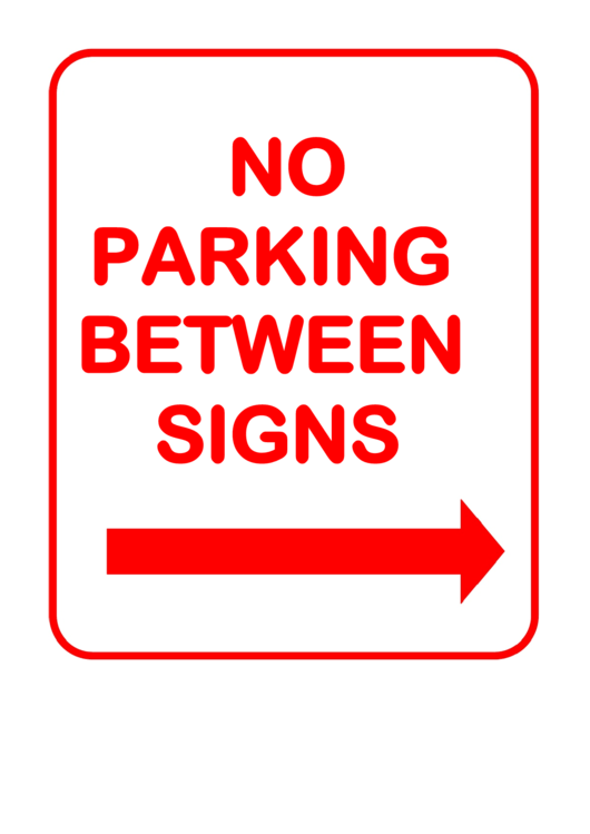 No Parking Between Signs Printable pdf