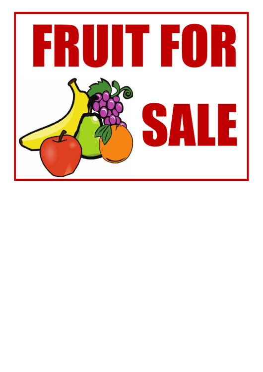 Fruit For Sale Sign Printable pdf