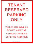 Tenant Reserved Parking Only Sign