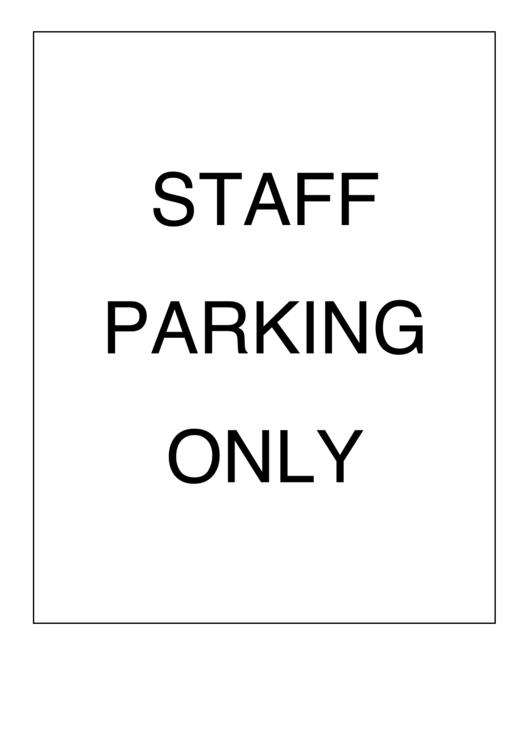 Staff Parking Only Sign Printable pdf