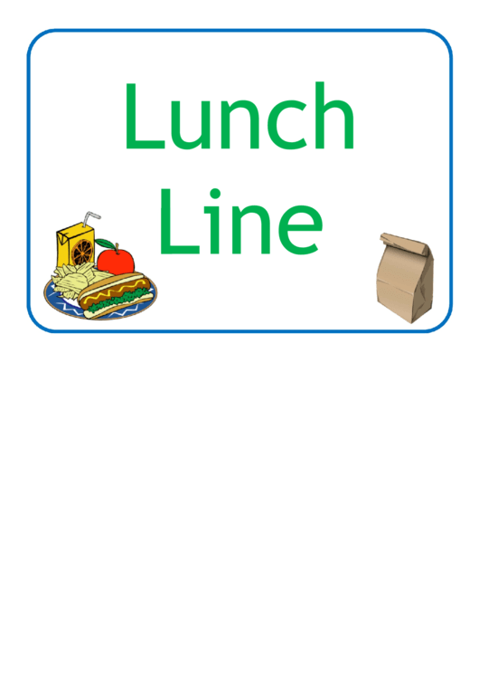 Lunch Line Sign Printable pdf
