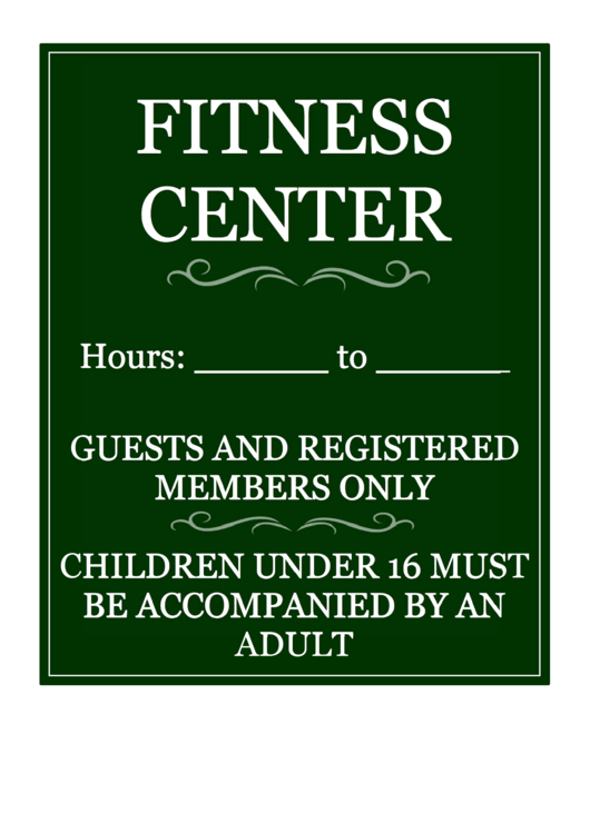 Fitness Center Sign Printable pdf