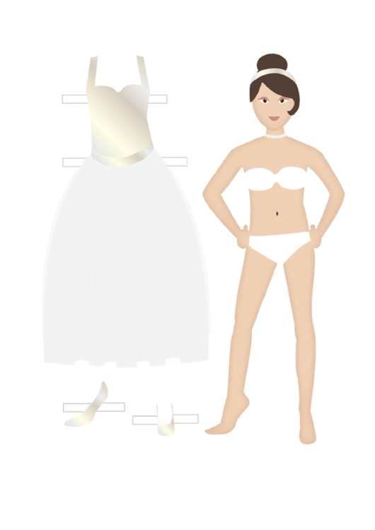 White Dress Paper Doll Printable pdf