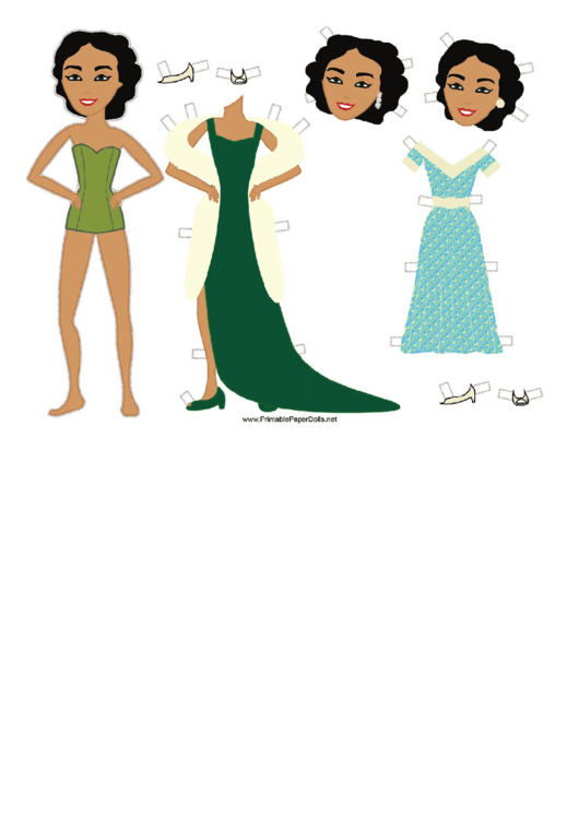 Green Dress Paper Doll Template Printable pdf