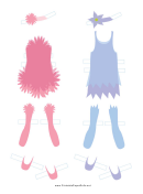 Pink And Blue Dress Paper Doll Template